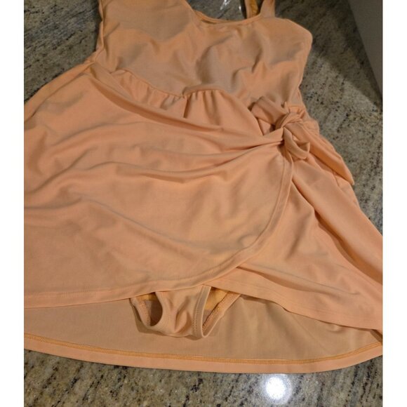 Old Navy Women Wrap-Front Swimsuit Swim Dress Side-Tie Sarong Style M Orange - Picture 3 of 11